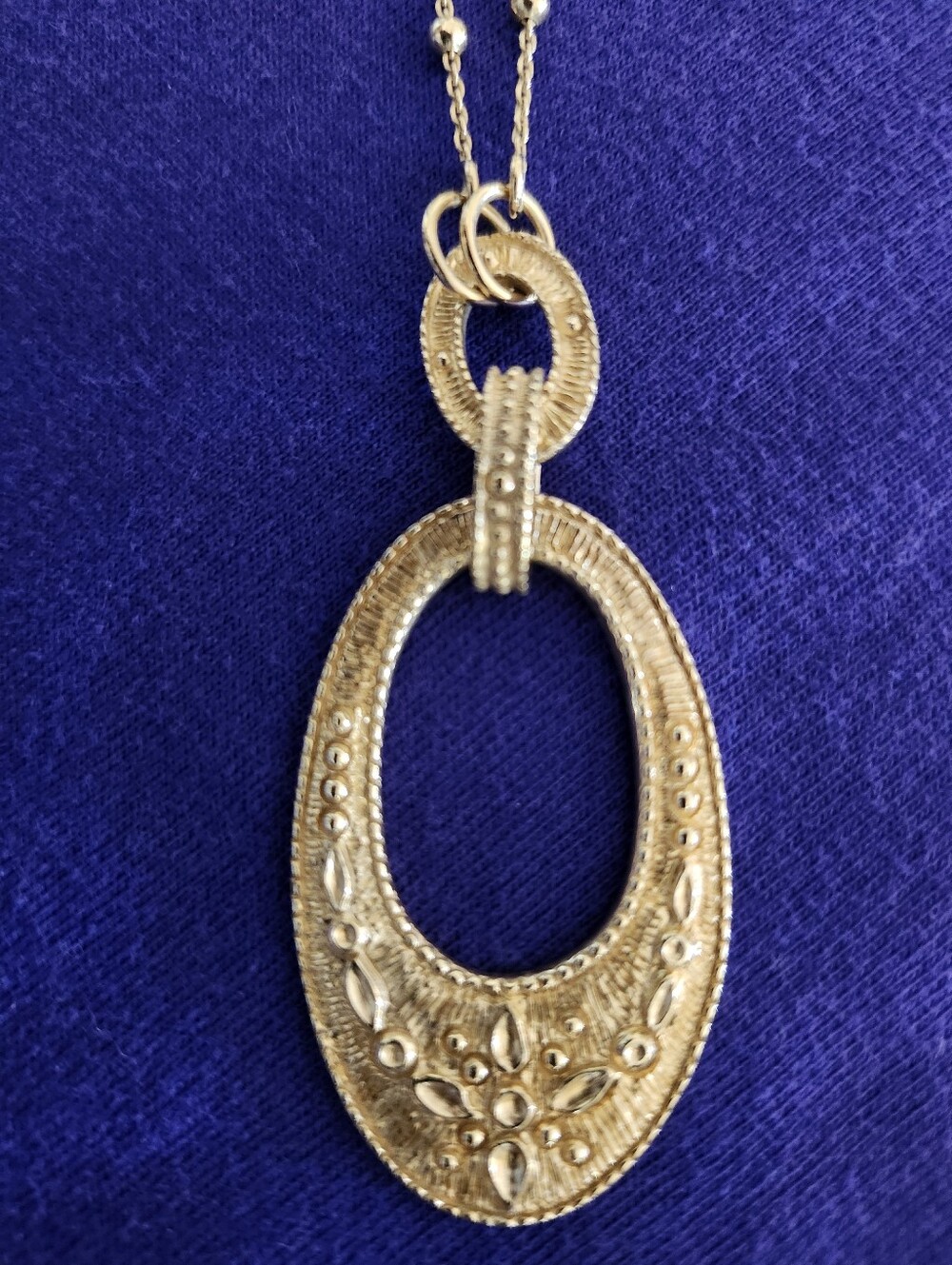 👉*VTG* 24" GOLD VERMEIL OVER STERLING SILVER PENDANT NECKLACE W/ BEADED CHAIN